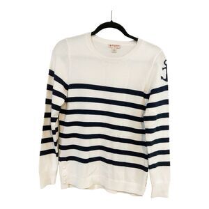 Brooks Brother Red Fleece Women’s Mariner Striped Sweater Sz S Supima Cotton R28